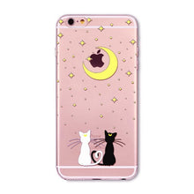 Load image into Gallery viewer, Transparent Fashion Love Cat Cases For Mobile Phone