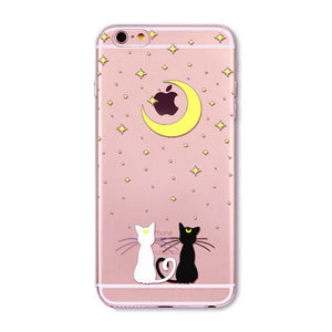 Transparent Fashion Love Cat Cases For Mobile Phone