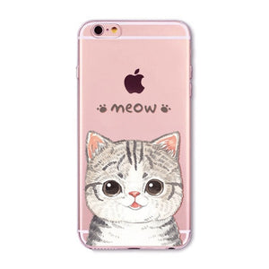 Transparent Fashion Love Cat Cases For Mobile Phone