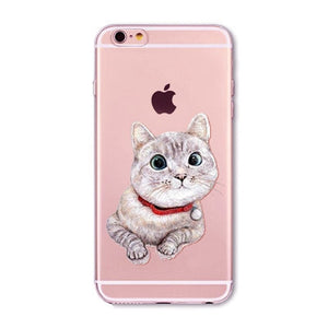 Transparent Fashion Love Cat Cases For Mobile Phone